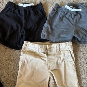 Toddler Boy Shorts Trio - Black, Gray, and Tan